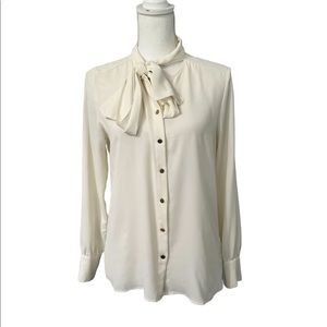 H&M Long Sleeve Cream Button Down Top - Sz 4